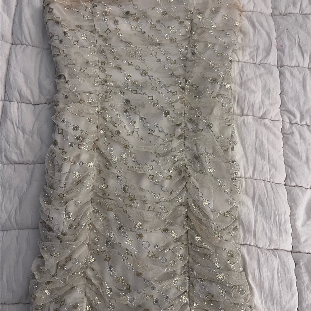 BCX White Party Dress with Silver Accents